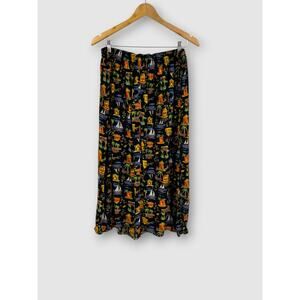 90s Vintage Carole Little Tropical Scene Midi Skirt Novelty Print Skirt Size 2X